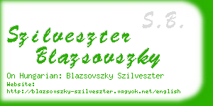 szilveszter blazsovszky business card